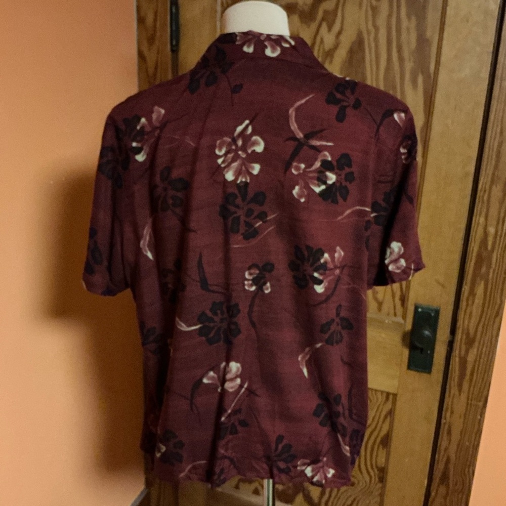Vtg 90s Red Floral Shirt - Picture 6 of 12